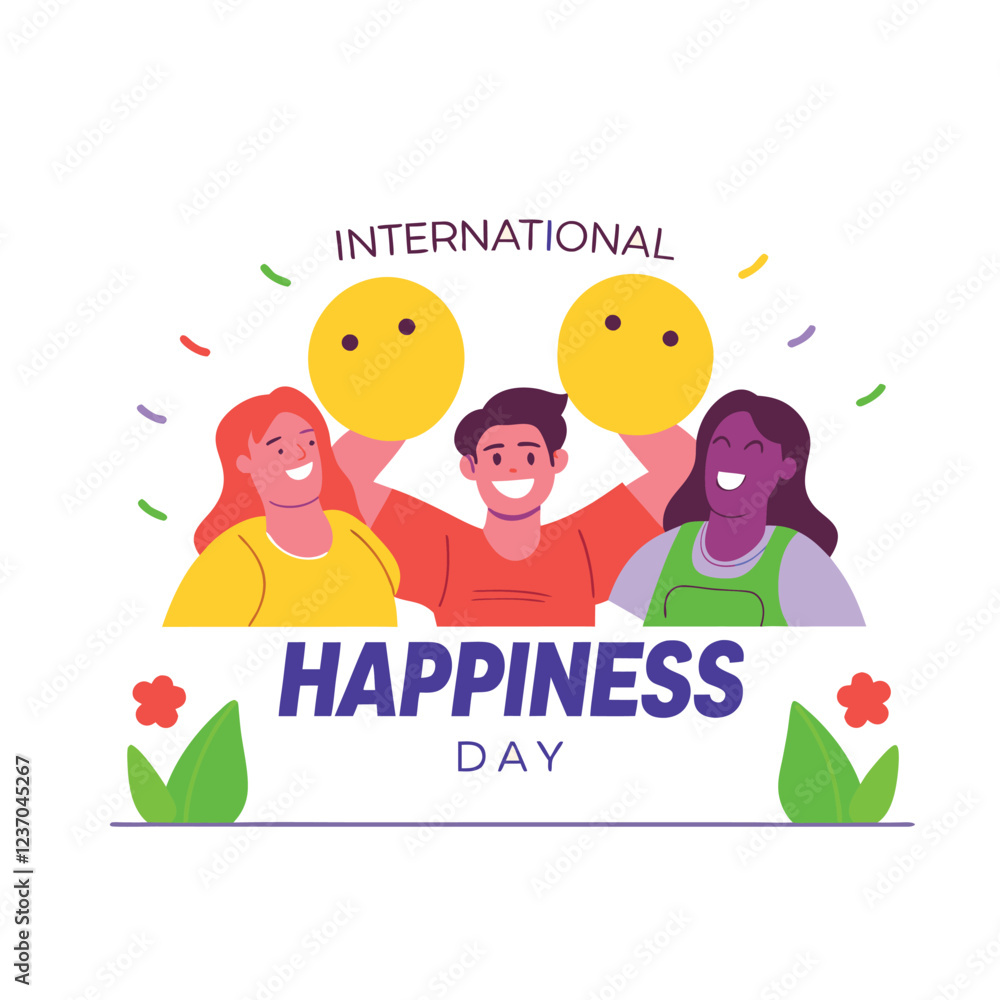 Fototapeta premium Flat International Happiness Day