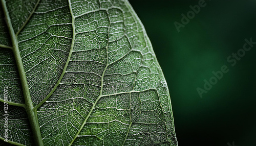 closeup macro of individual sage green tropical jungle leaf with veins texture stylized earthy moody herbal heritage with copy space