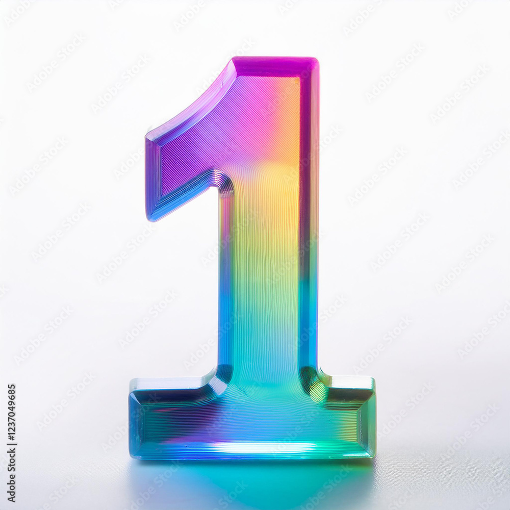 Glossy number 1 one with iridescent hues. Modern design. Glossy number 1 one with iridescent hues. Modern design.