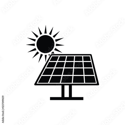 Solar panel energy with sunlight silhouette vector art illustration design template.