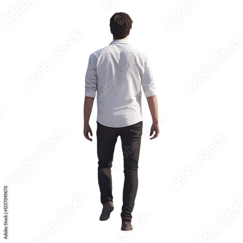 PNG Man Walking Back View Against Transparent Background for Lifestyle, Fitness, or Outdoor Adventure Projects photo