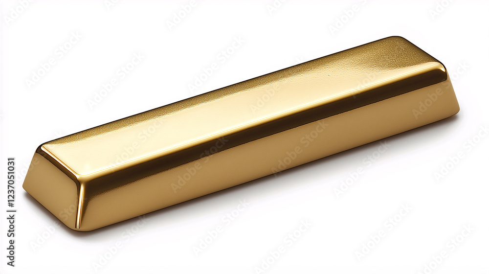 A gold bar is shown on a white background A gold bar is shown on a white background