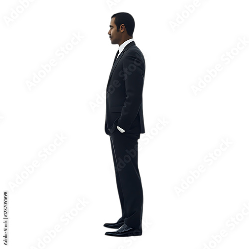 PNG Standing Tall Businessman in Formal Attire Against Transparent Background for Corporate Branding, Leadership, or Professional Promotion photo