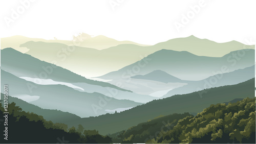 The Smokies at Sunrise- Mist and Mountains.eps