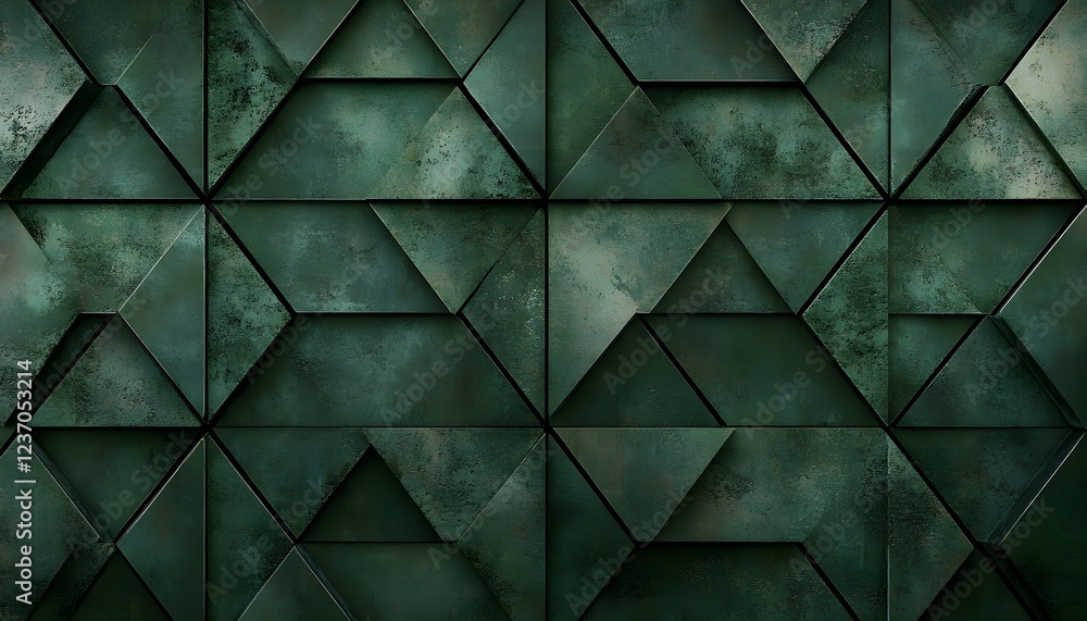 Dark Green Geometric Metal Triangle Wall Pattern Dark Green Geometric Metal Triangle Wall Pattern
