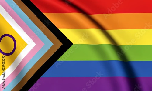 Vibrant wave of inclusive pride flag symbolizing unity and diversity across bright colors