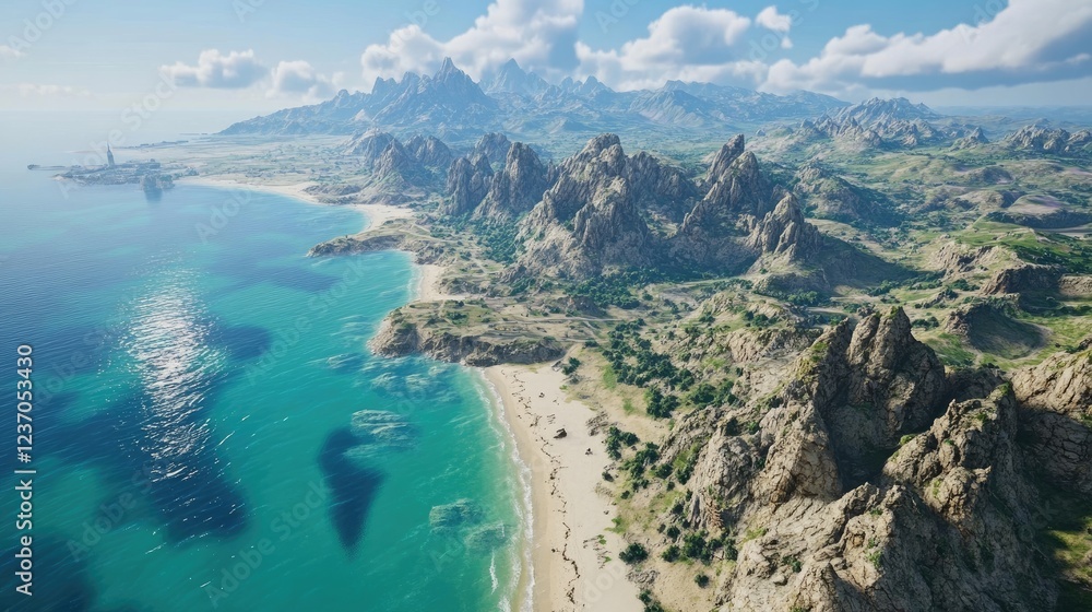 Fototapeta premium Coastal Mountain Range Scenic Beach Landscape View