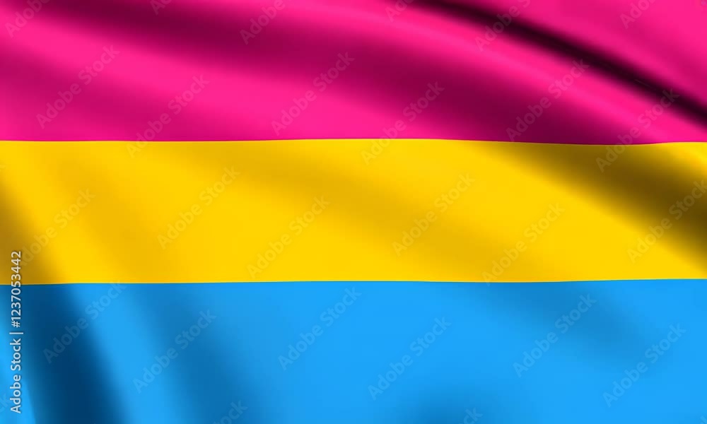 Vibrant pansexual pride flag waving gracefully in seamless loop animation Vibrant pansexual pride flag waving gracefully in seamless loop animation