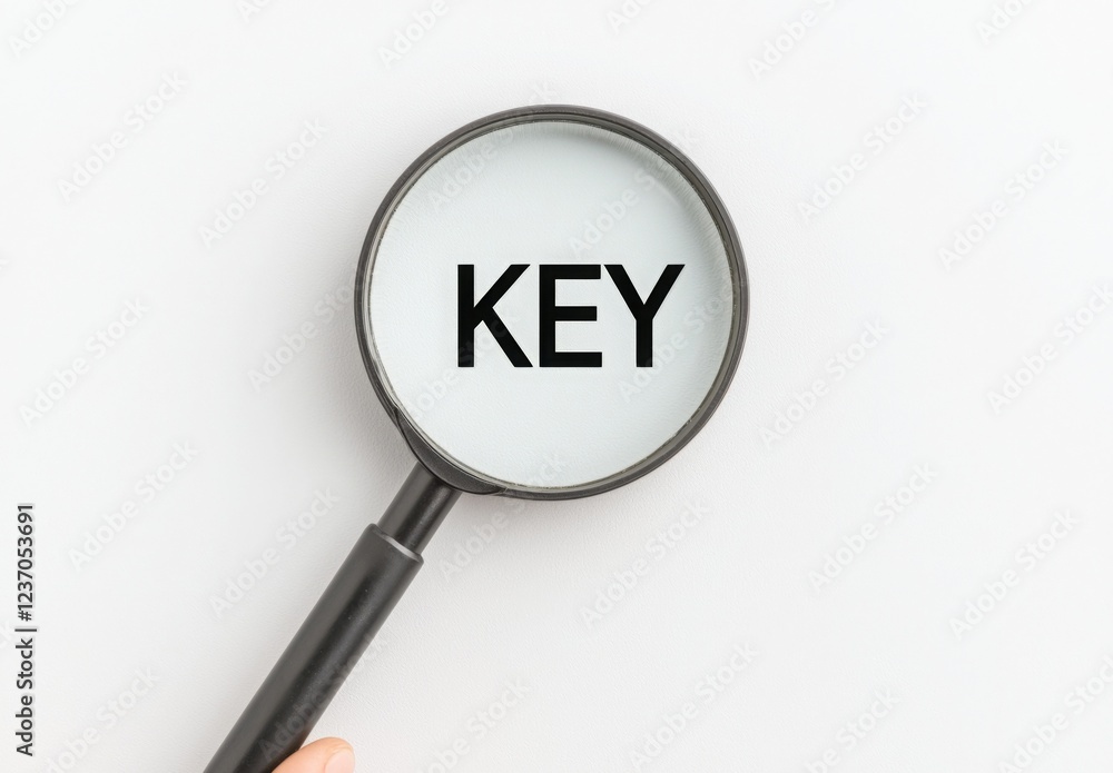 A strong keyword strategy boosts SEO and improves analytics. A magnifying glass highlighting the word A strong keyword strategy boosts SEO and improves analytics. A magnifying glass highlighting the word