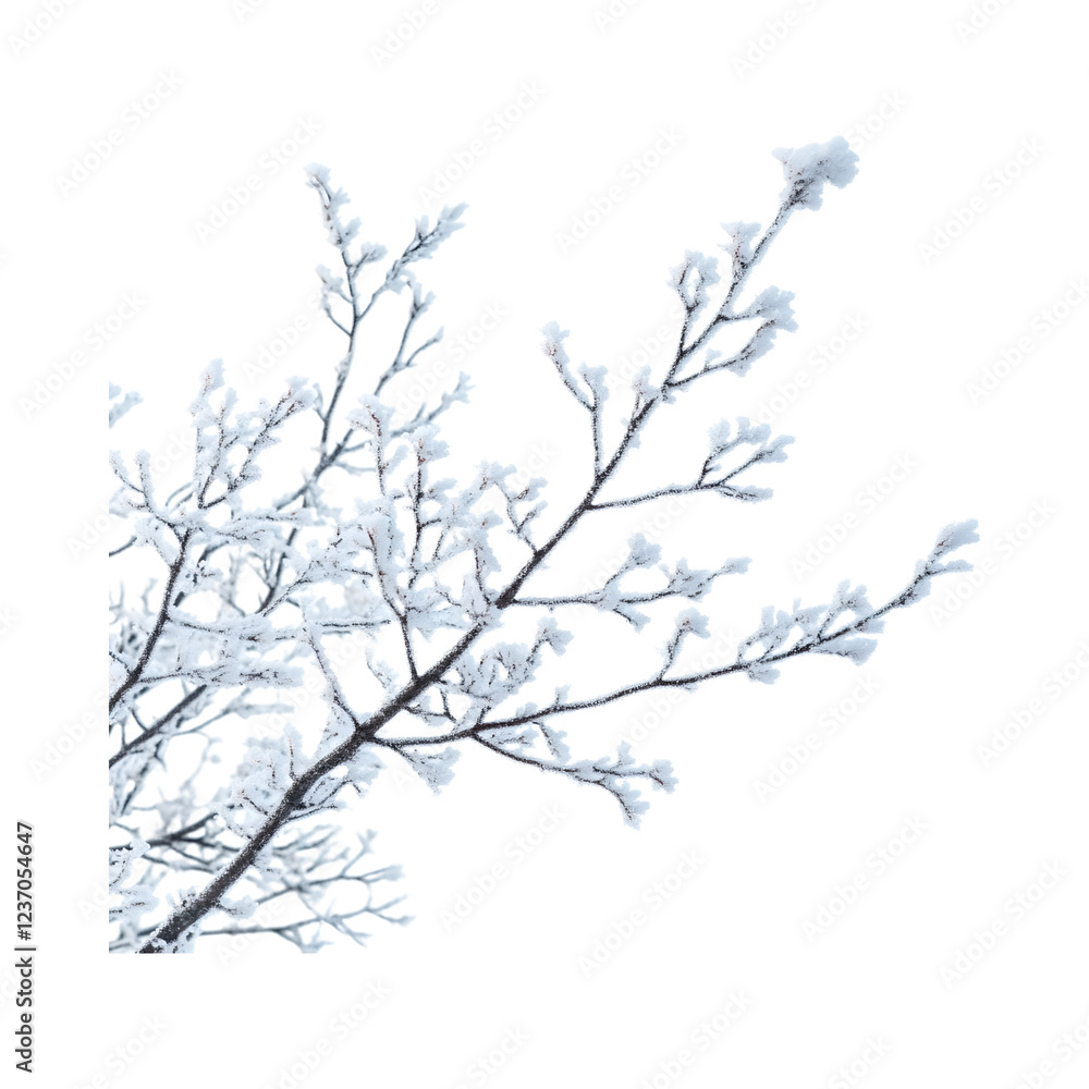 Frost-Covered Branches in Morning Light Isolated on Transparent Background Frost-Covered Branches in Morning Light Isolated on Transparent Background