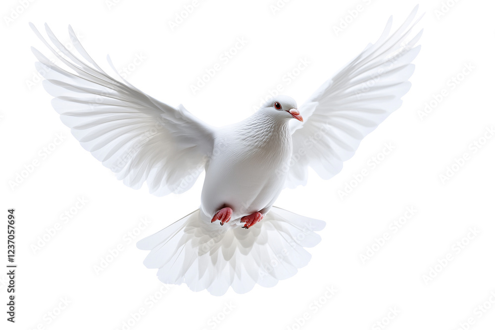 Fototapeta premium a white dove flying isolated on a transparent background