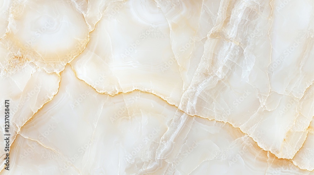 Naklejka premium Elegant light-colored onyx stone surface with intricate patterns and textures showcased in a natural setting. Generative AI