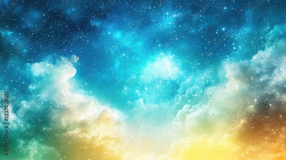 Fototapeta premium Colorful night sky, clouds, stars, cosmic background, website design