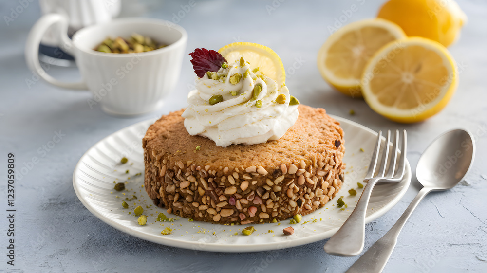 Pistachio cream and lemon drizzle cake Pistachio cream and lemon drizzle cake