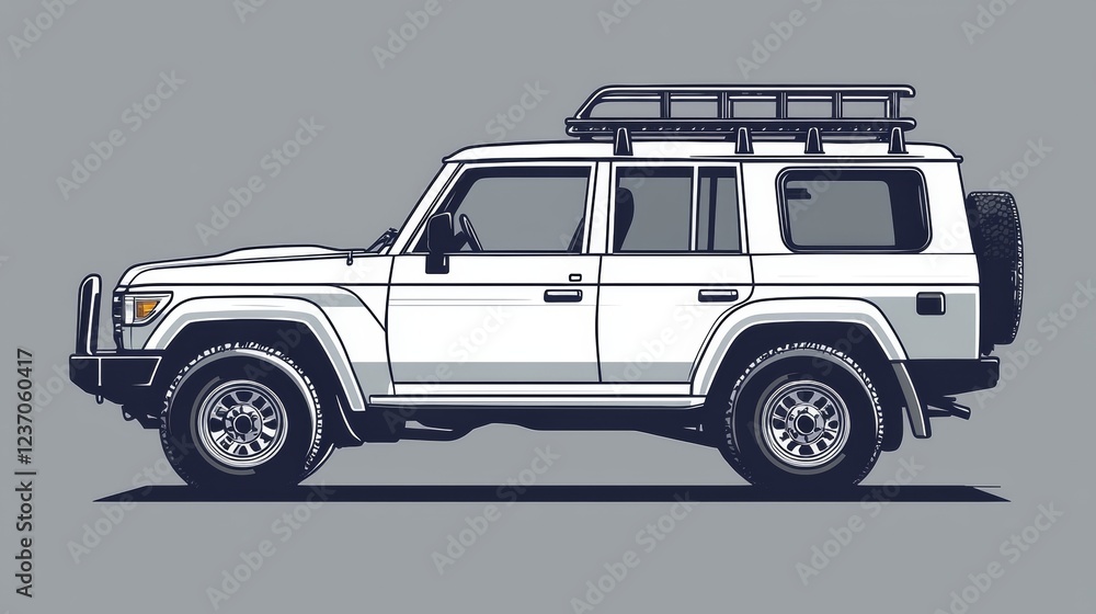 Classic off-road vehicle showcased in minimalist design on a gray background showcasing rugged adventure spirit. Generative AI Classic off-road vehicle showcased in minimalist design on a gray background showcasing rugged adventure spirit. Generative AI