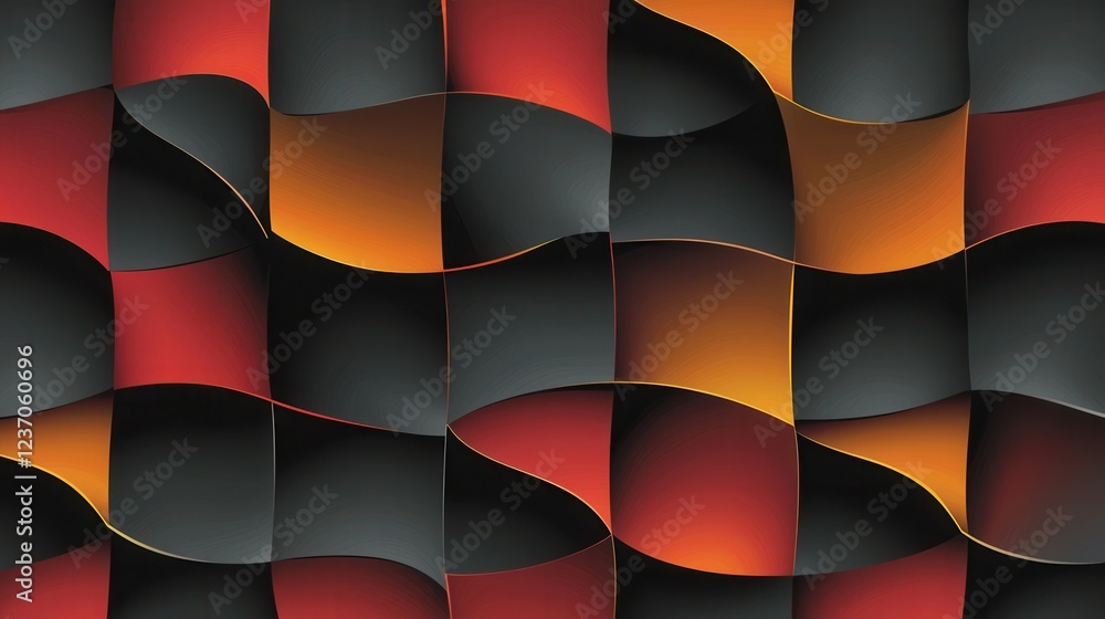 Obraz premium Abstract digital art piece that appears to be made up of multiple overlapping squares in different colors. the squares are arranged in a diagonal pattern, creating a sense of depth and dimension.