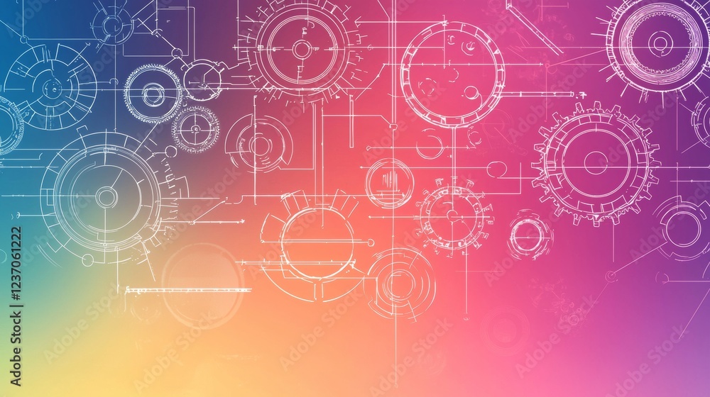 Complex mechanical gears and circuits create a vibrant gradient background with artistic flair and detailed design elements. Generative AI Complex mechanical gears and circuits create a vibrant gradient background with artistic flair and detailed design elements. Generative AI