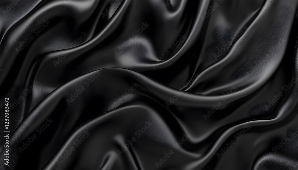 Draped Black Silk Fabric Showing Rich Texture Draped Black Silk Fabric Showing Rich Texture