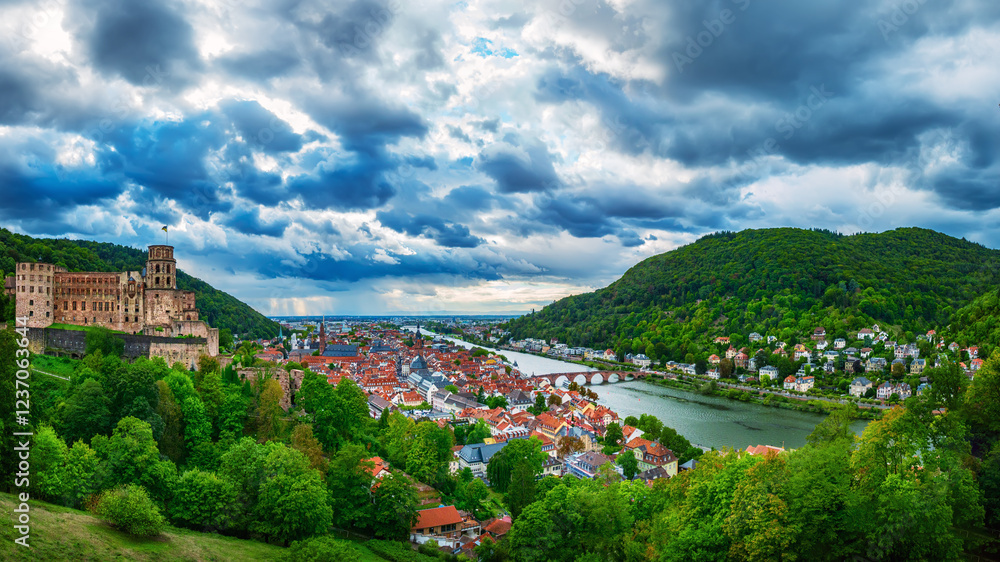 Obraz premium View of Heidelberg, Germany. Panoramic view, travel destination