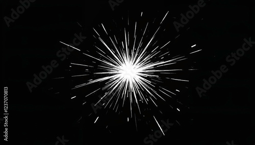 Wallpaper Mural White starburst with rays on black background. Modern abstract burst effect. Motion concept. Background for design, banner, poster with copy space Torontodigital.ca