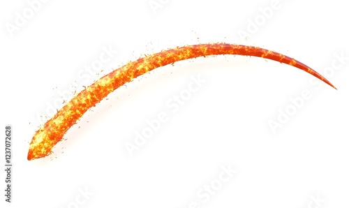 Fiery arrow trail against white background, design element