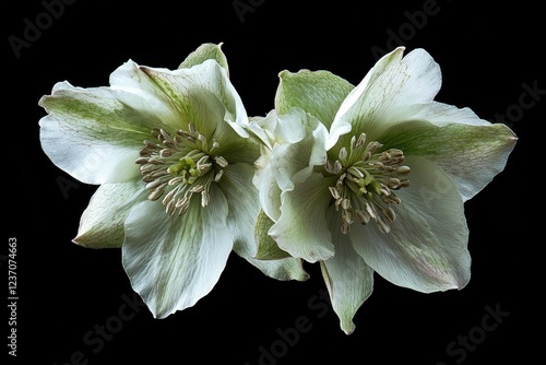 Blooming corsican hellebores helleborus argutifolius Wellesley Massachusetts photo