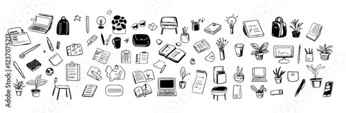 Pack d'icônes dessinées à la main - Bureau & Papeterie