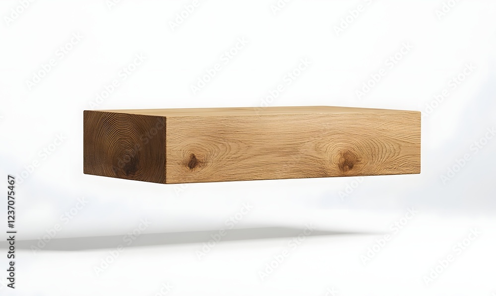 Floating oak wood block on white; product display Floating oak wood block on white; product display