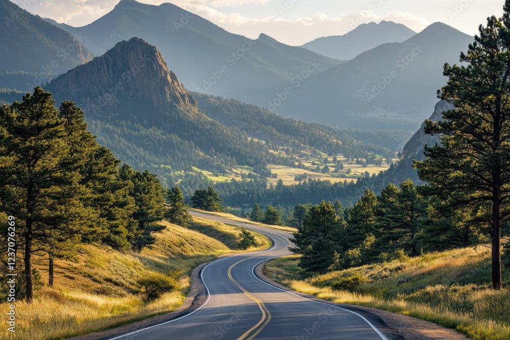 Fototapeta premium breathtaking valley with a winding road and flatirons