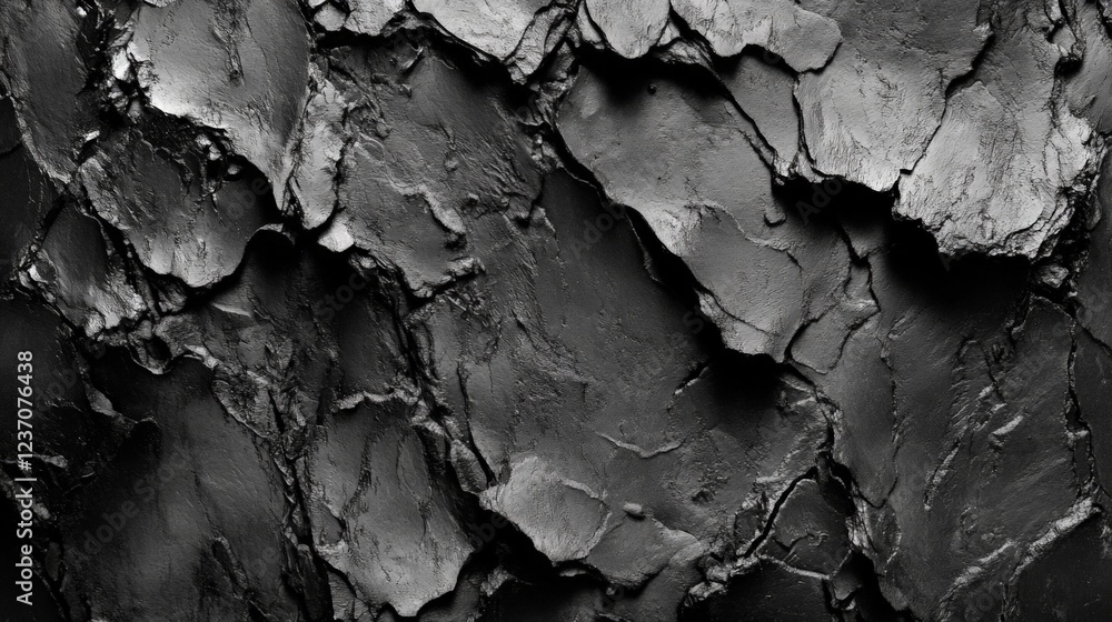 Obraz premium Textured Black Surface with Layered Cracks and Rough Details