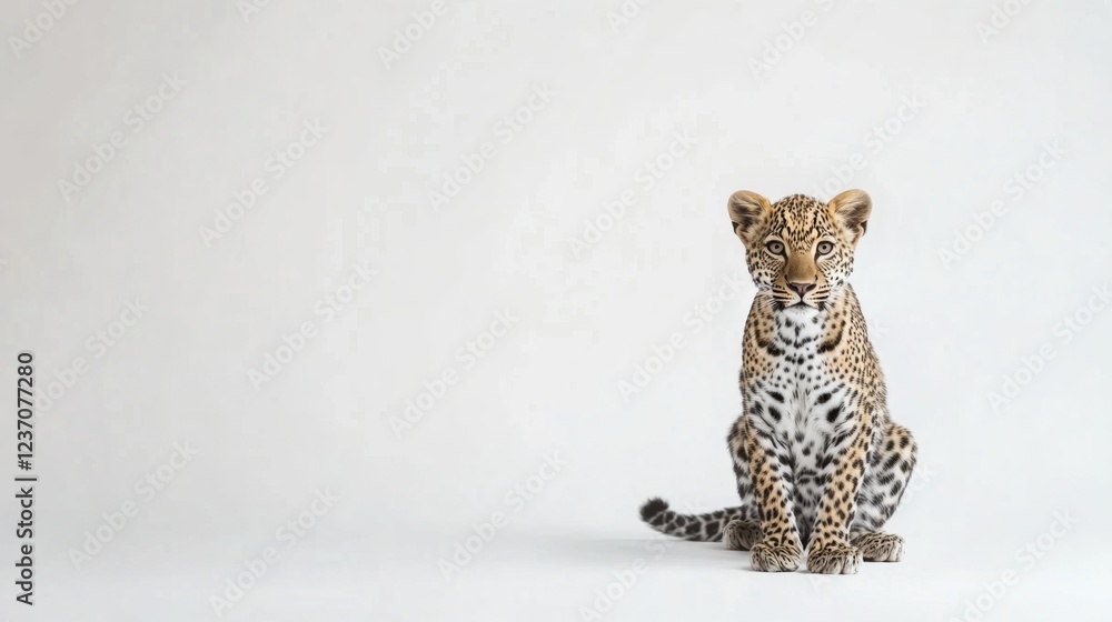 Naklejka premium Majestic Leopard Cub: A Captivating Portrait
