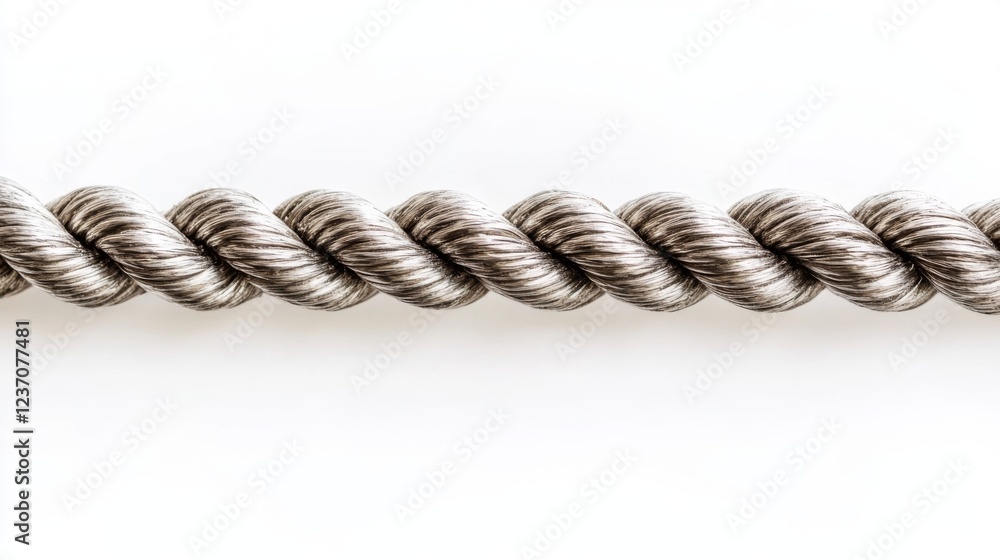 Close-up of a Silver Braided Rope: Abstract Texture and Design Close-up of a Silver Braided Rope: Abstract Texture and Design