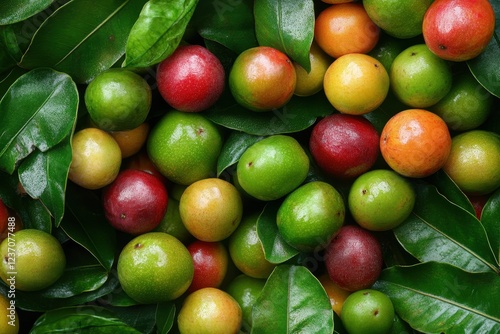 Camu Camu is a vitamin C rich fruit from Brazil s Rio Negro beach featuring green semi ripe and red varieties photo