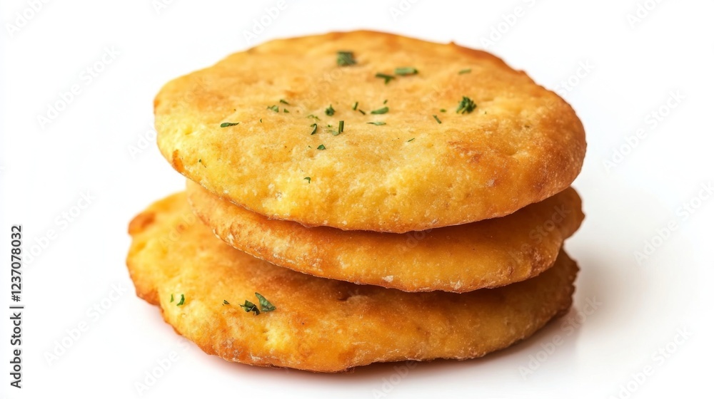 Three Golden Brown Flatbreads: A Delicious and Crispy Appetizer Three Golden Brown Flatbreads: A Delicious and Crispy Appetizer