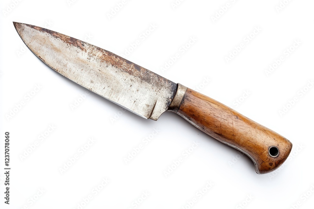 Caution Sharp knife Isolated chef knife on white background with clipping path Caution Sharp knife Isolated chef knife on white background with clipping path