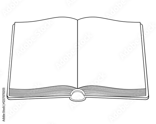 Open book - linear vector illustration for coloring. Open kigi pages copy space, for your text or image. Open blank diary or sketchbook - template for your content. Outline.	