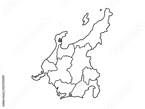 少しゆるい白い中部地図 県境入り 中日本