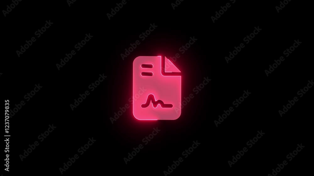 File contract icon red color glowing neon animation on black background File contract icon red color glowing neon animation on black background