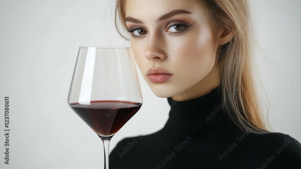 Elegant Woman with a Glass of Red Wine Elegant Woman with a Glass of Red Wine