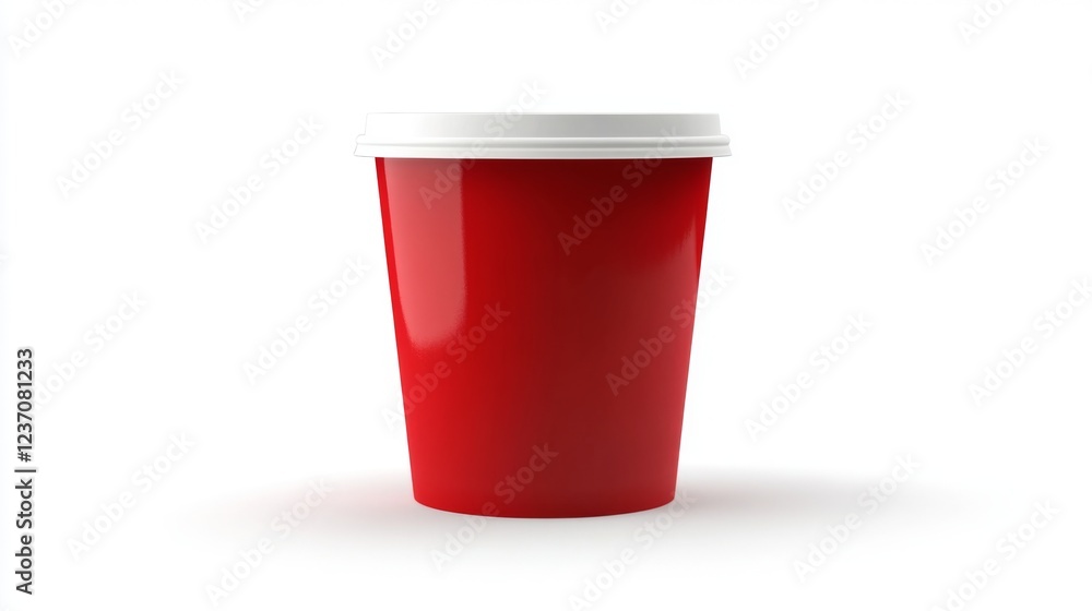 Red Disposable Coffee Cup with White Lid Mockup Red Disposable Coffee Cup with White Lid Mockup