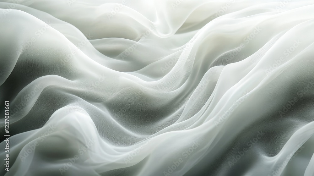 Fototapeta premium Ethereal Soft Flowing Fabric Textures in Shades of White and Gray