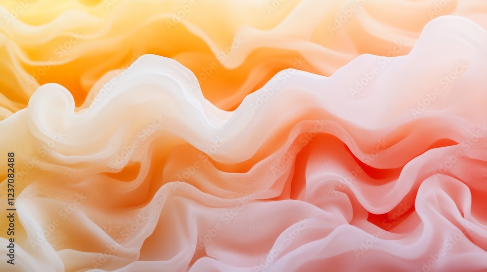 Fototapeta premium Soft Fabric Waves in Warm Gradients of Yellow and Pink Hues