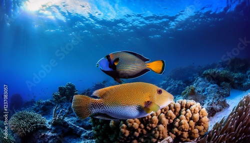 queen triggerfish at the reef photo