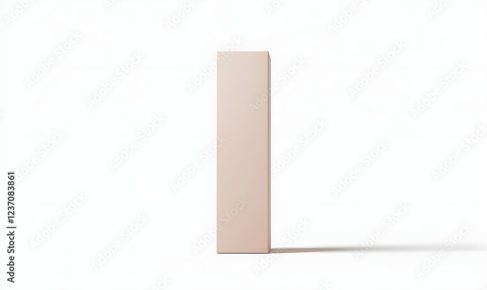 Tall beige box on white background; product packaging mockup Tall beige box on white background; product packaging mockup