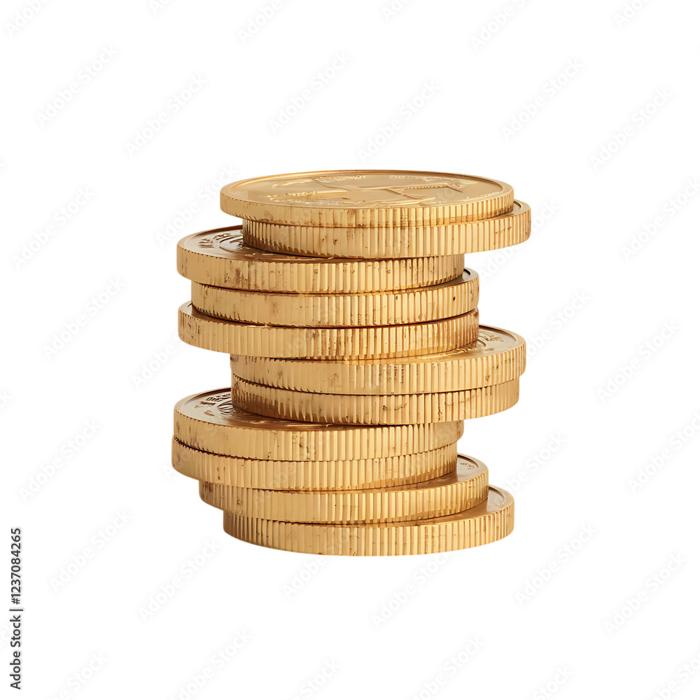 Stacks of Shiny Gold Coins Piled High in a Neat and Organized Manner Stacks of Shiny Gold Coins Piled High in a Neat and Organized Manner