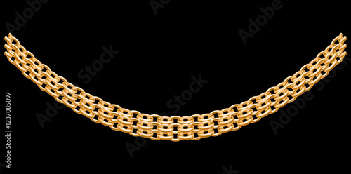 Multilayer Trendy Gold Chains Necklace On Black Background, Unique Fine Jewelry Vector Illustration.	