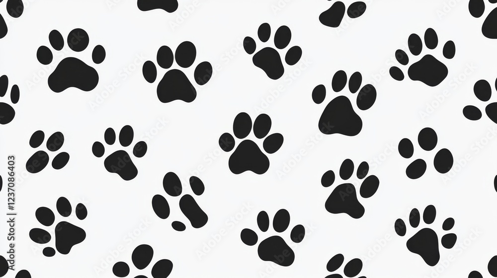 Paw print patterns of dogs, cats, and tigers. Black lines animal prints isolated on a white background. Paw print patterns of dogs, cats, and tigers. Black lines animal prints isolated on a white background.