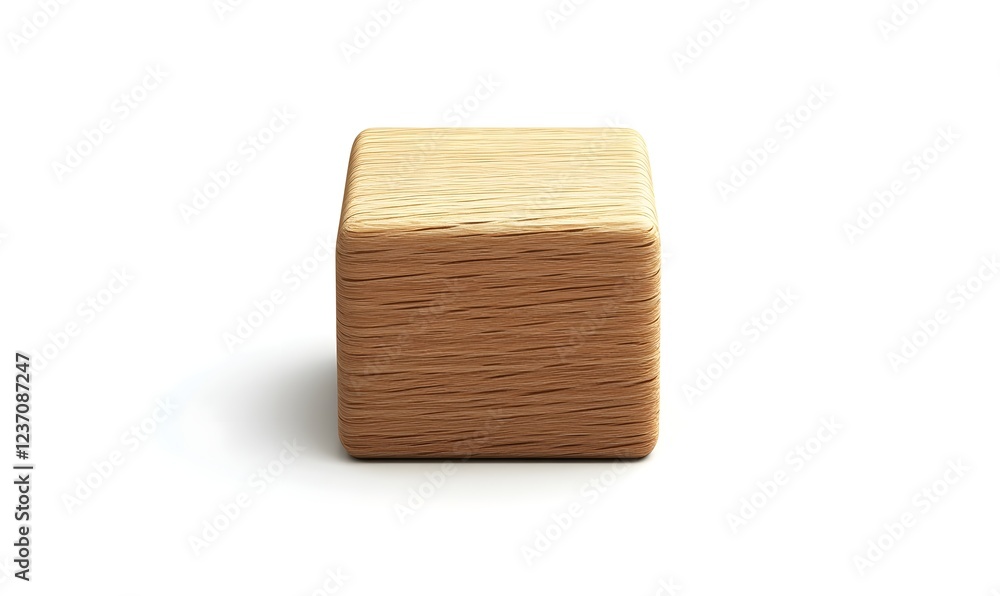 Fototapeta premium Wooden cube, isolated, studio, simple background, design element