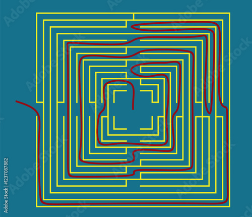 Colorful maze solution. vector illustration