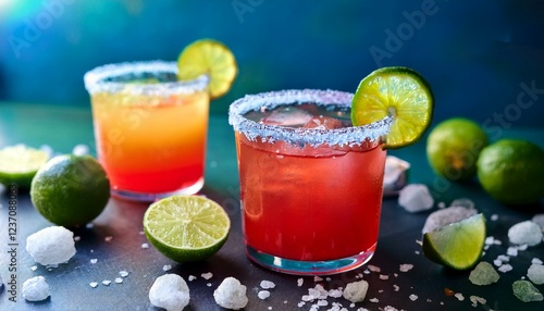 ice bloodless fresh margaritas crafted from sparkling components colourful colors garnishes best summer time drink revel in cocktail lime beverage glass salt photo